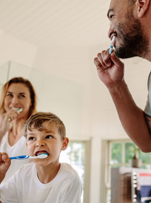 brushing and flossing